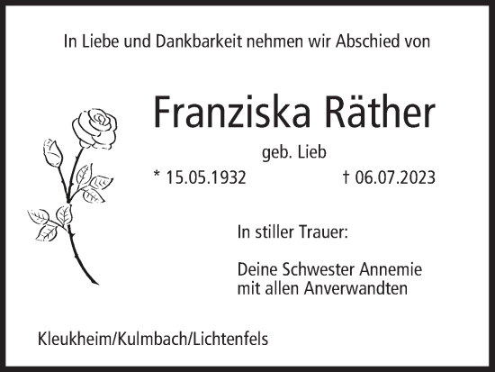 Anzeige von Franziska Räther von MGO