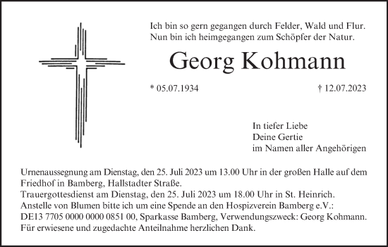 Anzeige von Georg Kohmann von MGO