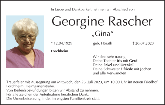Anzeige von Georgine Rascher von MGO