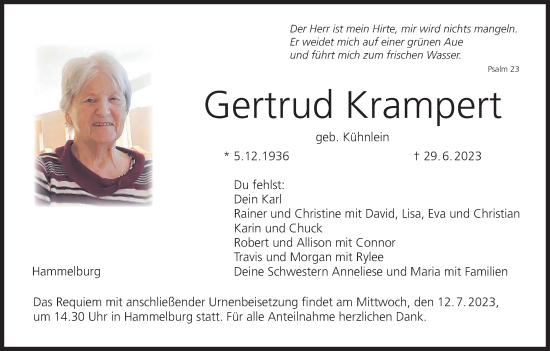 Anzeige von Gertrud Krampert von MGO