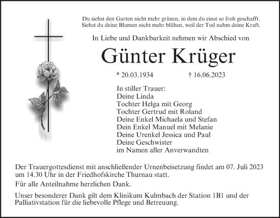 Anzeige von Günter Krüger von MGO