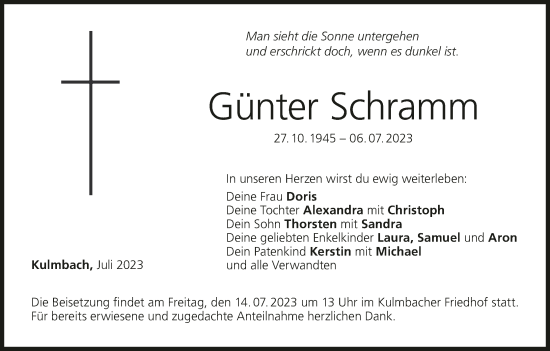 Anzeige von Günter Schramm von MGO