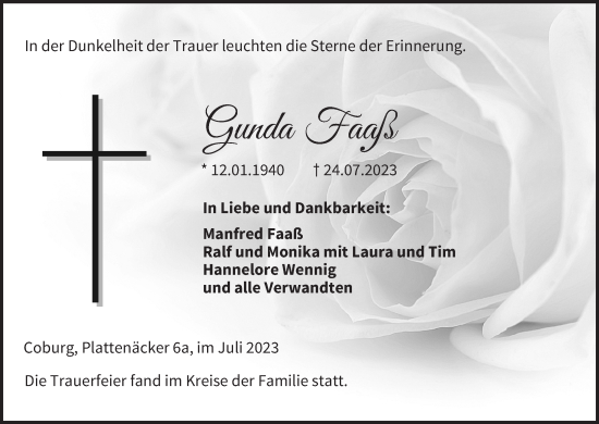 Anzeige von Gunda Faaß von MGO