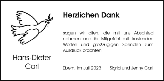 Anzeige von Hans-Dieter Carl von MGO