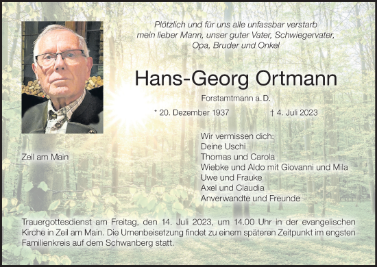 Anzeige von Hans-Georg Ortmann von MGO