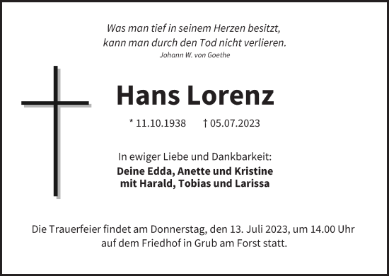 Anzeige von Hans Lorenz von MGO