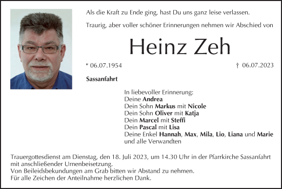 Anzeige von Heinz Zeh von MGO