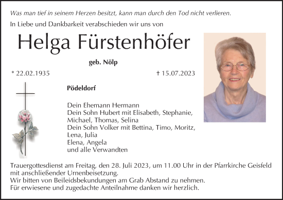 Anzeige von Helga Fürstenhöfer von MGO