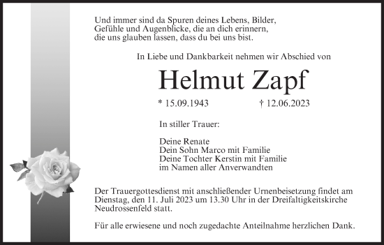 Anzeige von Helmut Zapf von MGO