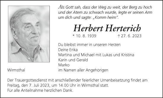 Anzeige von Herbert Herterich von MGO