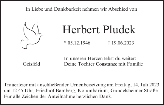 Anzeige von Herbert Pludek von MGO