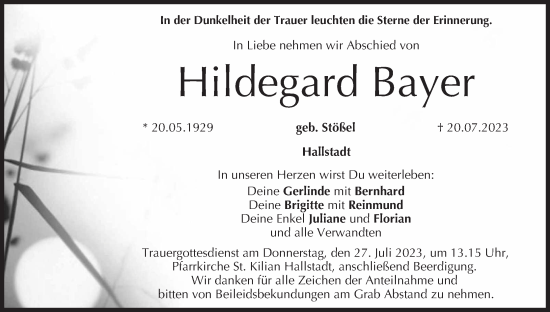 Anzeige von Hildegard Bayer von MGO