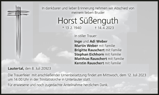 Anzeige von Horst Süßenguth von MGO