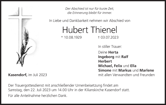 Anzeige von Hubert Thienel von MGO
