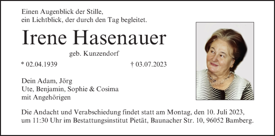 Anzeige von Irene Hasenauer von MGO