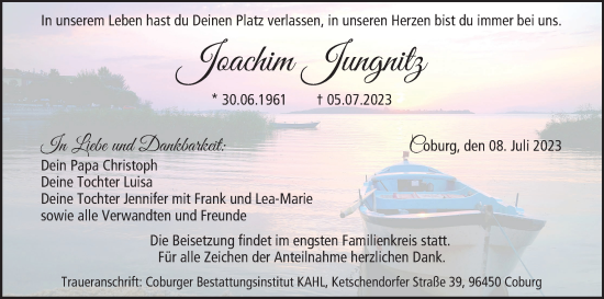 Anzeige von Joachim Jungnitz von MGO