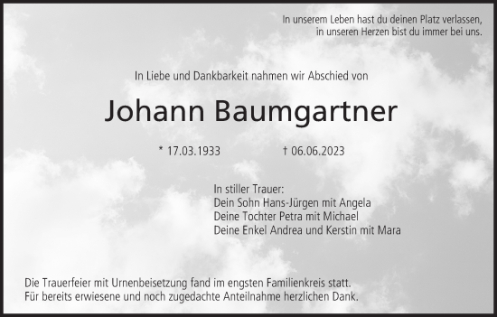 Anzeige von Johann Baumgartner von MGO