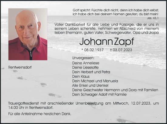 Anzeige von Johann Zapf von MGO