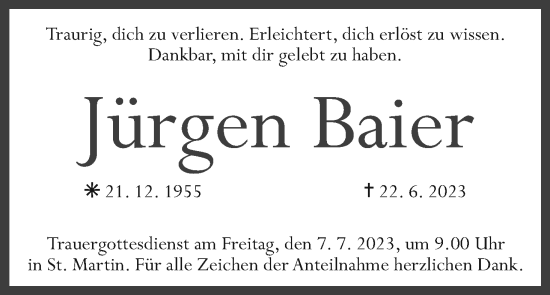 Anzeige von Jürgen Baier von MGO