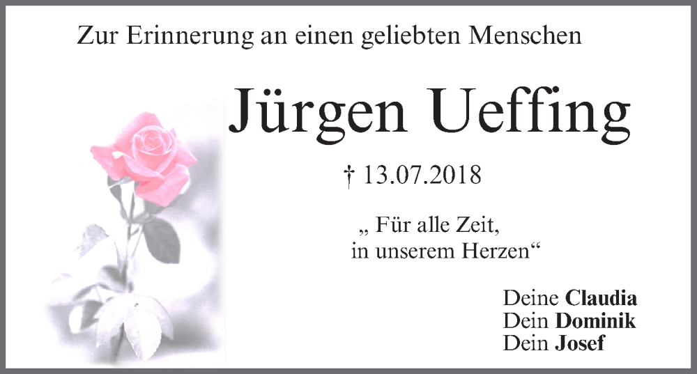  Traueranzeige für Jürgen Ueffing vom 13.07.2023 aus MGO