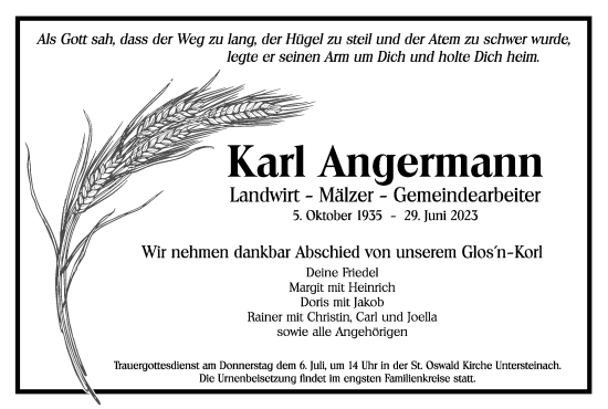 Anzeige von Karl Angermann von MGO