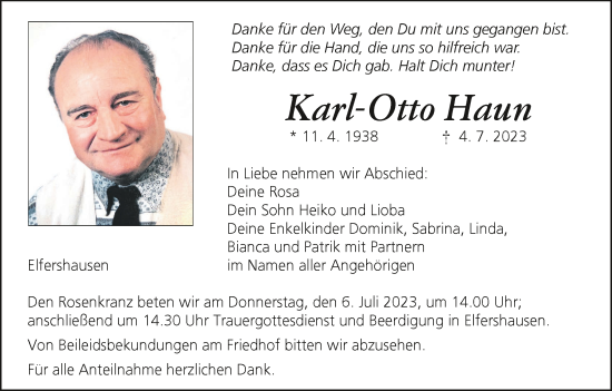 Anzeige von Karl-Otto Haun von MGO