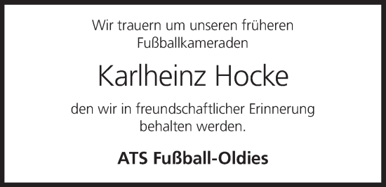 Anzeige von Karlheinz Hocke von MGO