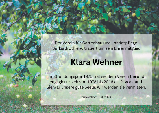 Anzeige von Klara Wehner von MGO