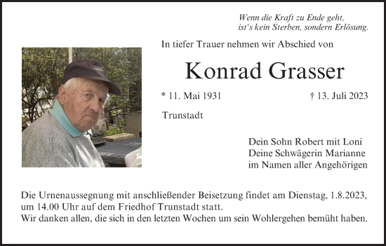 Anzeige von Konrad Grasser von MGO