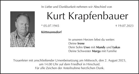 Anzeige von Kurt Krapfenbauer von MGO