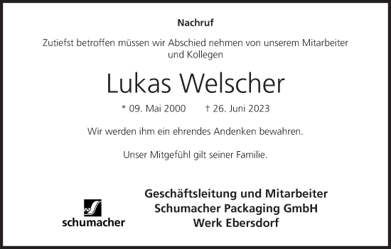 Anzeige von Lukas Welscher von MGO