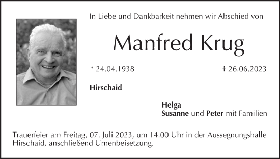 Anzeige von Manfred Krug von MGO