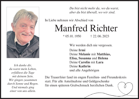 Anzeige von Manfred Richter von MGO
