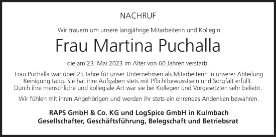 Anzeige von Martina Puchalla von MGO
