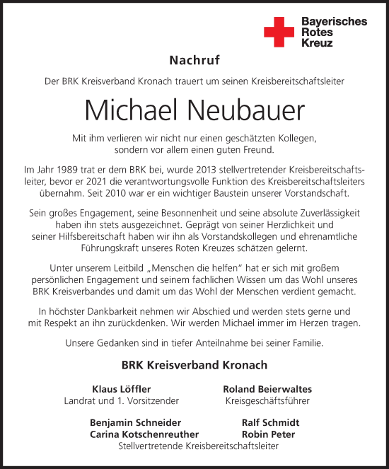 Anzeige von Michael Neubauer von MGO