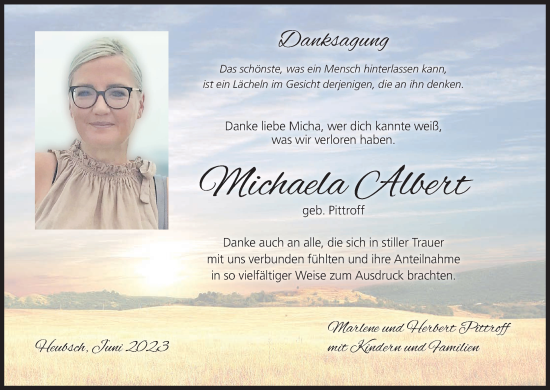 Anzeige von Michaela Albert von MGO