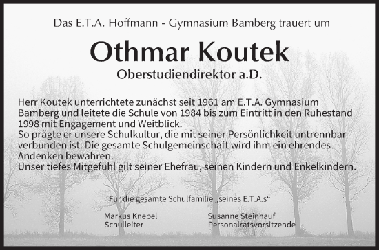 Anzeige von Othmar Koutek von MGO