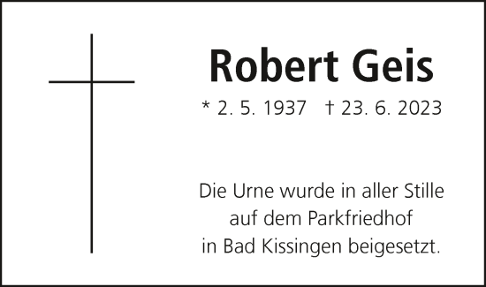 Anzeige von Robert Geis von MGO