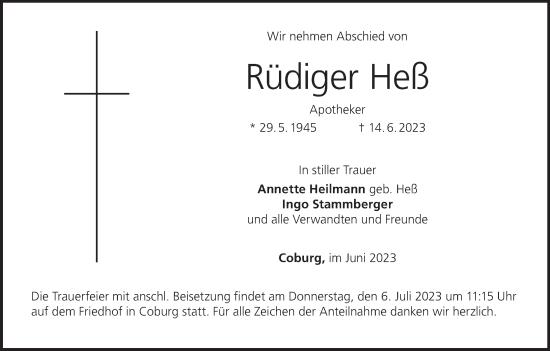 Anzeige von Rüdiger Heß von MGO
