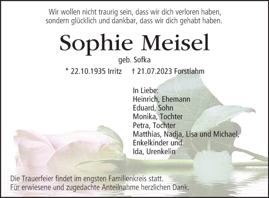 Anzeige von Sophie Meisel von MGO