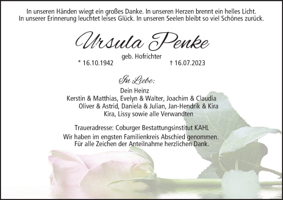 Anzeige von Ursula Penke von MGO