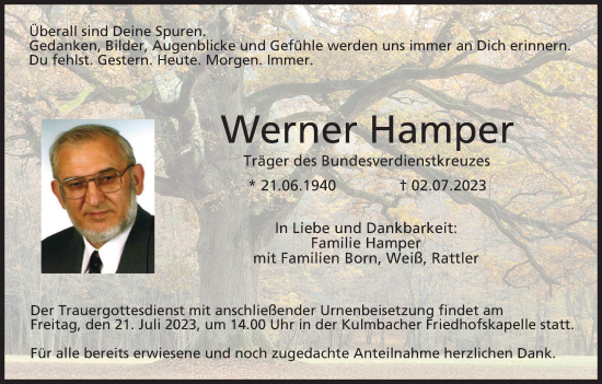 Anzeige von Werner Hamper von MGO