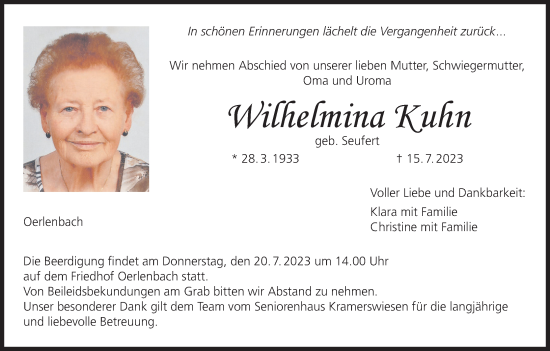 Anzeige von Wilhelmina Kuhn von MGO