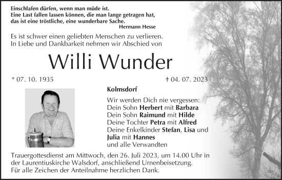 Anzeige von Willi Wunder von MGO