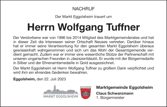 Anzeige von Wolfgang Tuffner von MGO