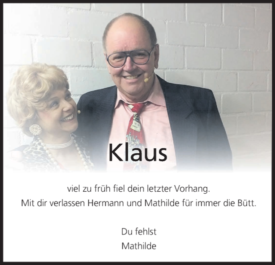 Anzeige von Klaus Bollwein von MGO
