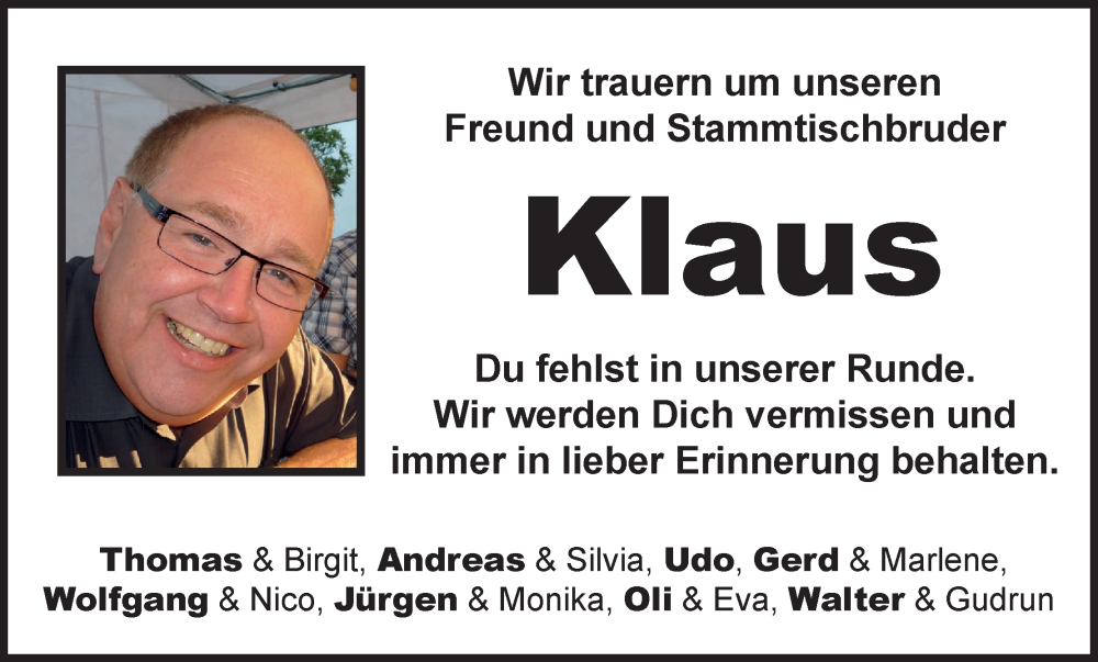  Traueranzeige für Klaus Bollwein vom 26.08.2023 aus MGO
