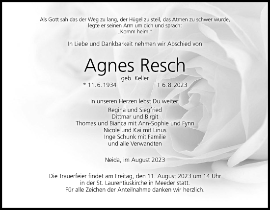 Anzeige von Agnes Resch von MGO