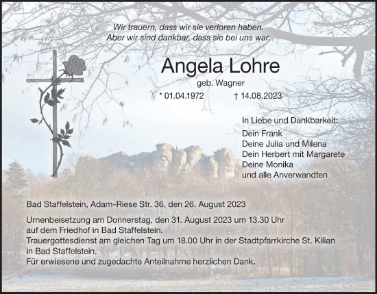 Anzeige von Angela Lohre von MGO
