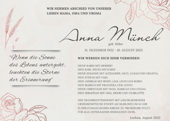 Anzeige von Anna Münch von MGO